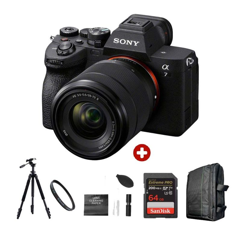 Cámara mirrorless Sony Alpha a7 IV 33MP 4K vista frontal y kit ultimate