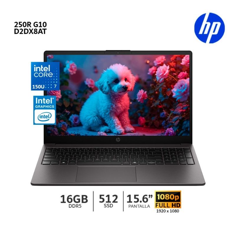Laptop HP 250R G10 Core 7 150U 15.6" 512GB SSD plata especificaciones