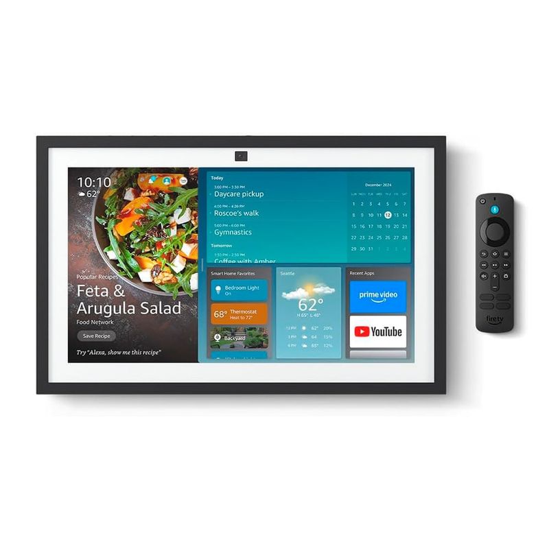 Echo Show 15 Alexa + Foco Nexxt Multicolor + Enchufe echo frontal