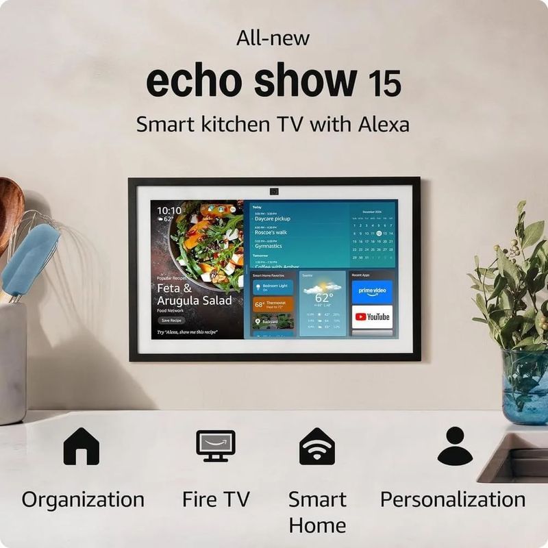 Echo Show 15 Alexa + Foco Nexxt Multicolor + Enchufe echo beneficios
