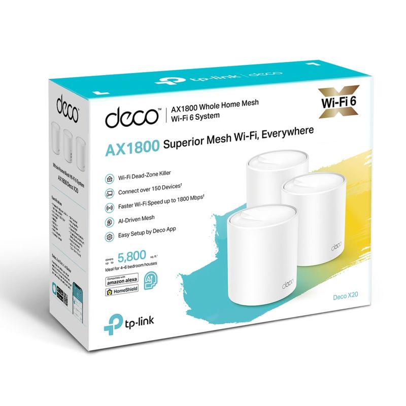 Sistema Mesh TP-Link Deco X20 AX1900 Wi-Fi 6 pack x3 doble banda empaque