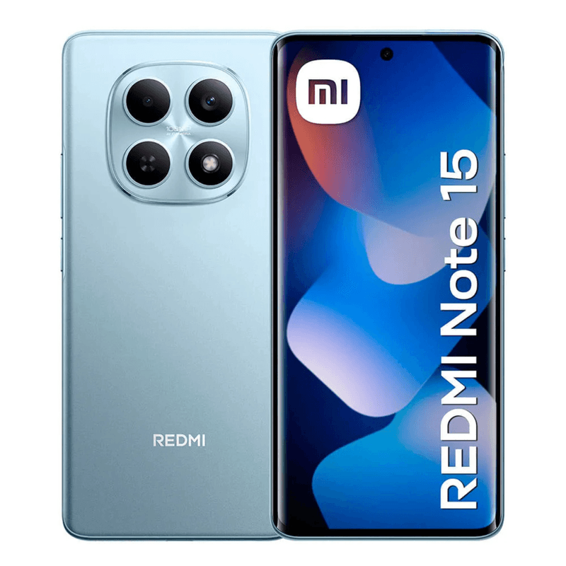 Smartphone Xiaomi Redmi Note 15 256GB 8GB RAM 108MP azul vista frontal pantalla encendida