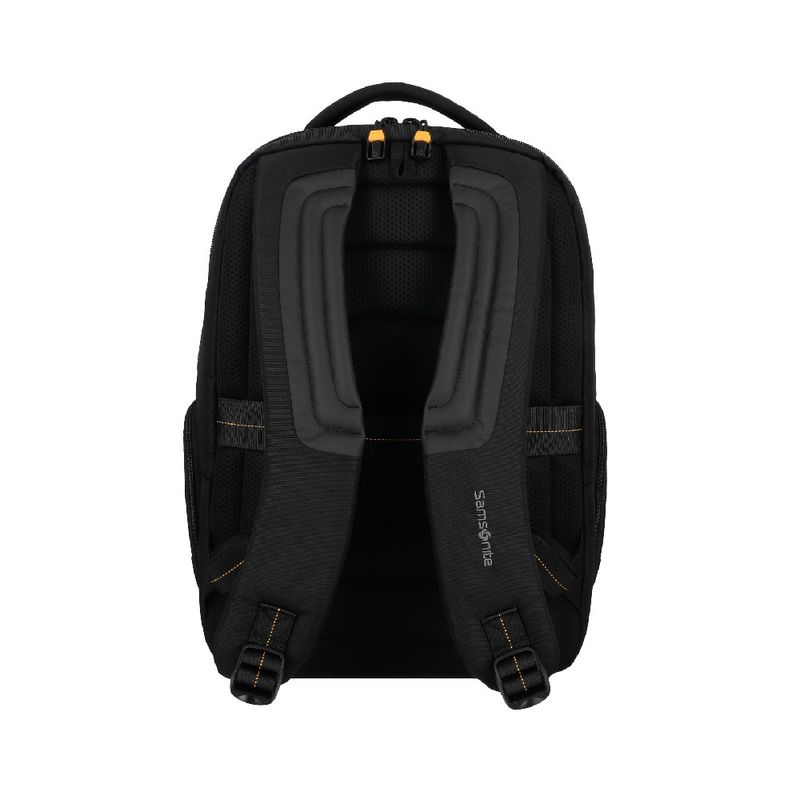 Mochila viajera Samsonite Locus negra con smart sleeve  dorsal