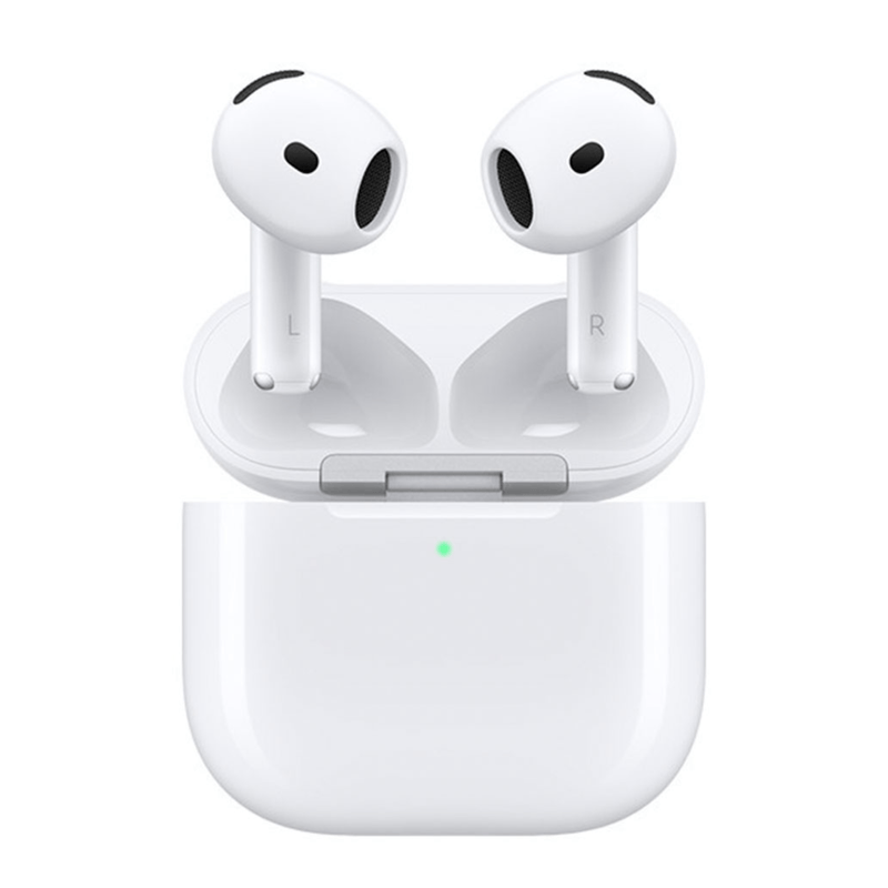 Audífonos Apple AirPods 4 ANC blanco vista sobre estuche abierto