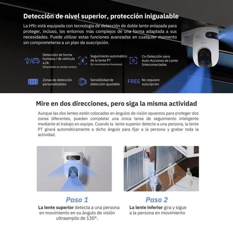Cámara de seguridad Ezviz para exterior H9C Dual 3K