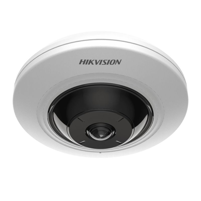 Cámara Hikvision DS2CD2955G0-ISU 5MP ojo de pez blanco vista frontal