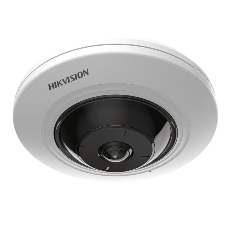 Cámara Hikvision DS2CD2955G0-ISU 5MP ojo de pez blanco vista frontal