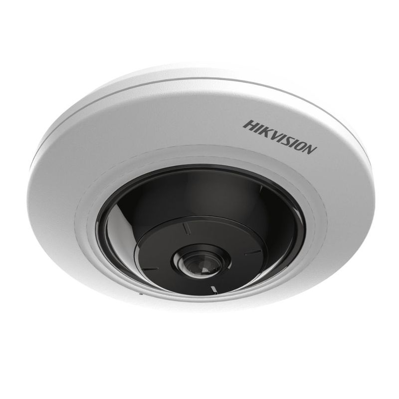 Cámara Hikvision DS2CD2955G0-ISU 5MP ojo de pez blanco vista frontal