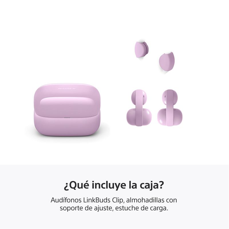 Audífonos inalámbricos Sony LinkBuds Clip Lavanda en estuche