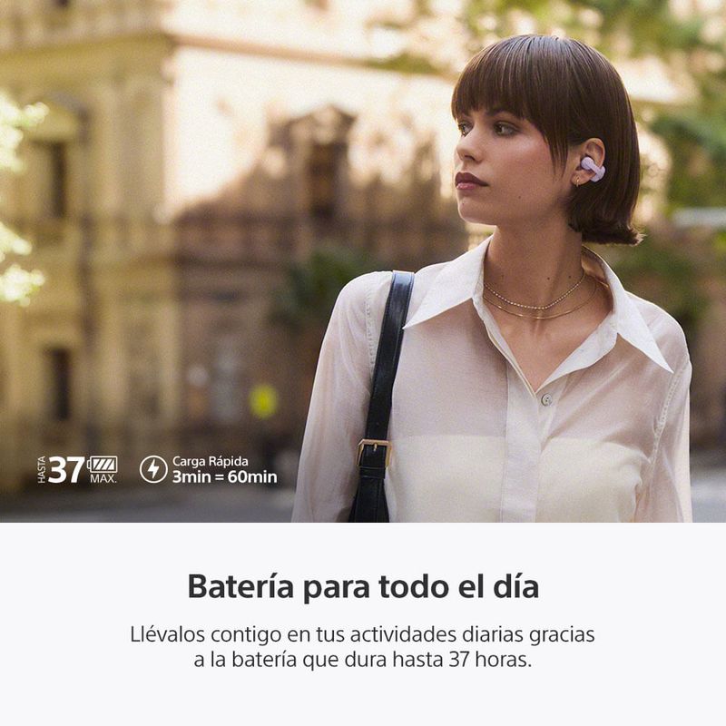 Audífonos inalámbricos Sony LinkBuds Clip Lavanda uso llamadas