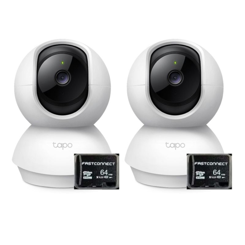 Kit de 2 cámaras de seguridad TP-Link Tapo C210 Wi-Fi visión nocturna 360° audio bidireccional blanco con micro SD 64GB vista frontal