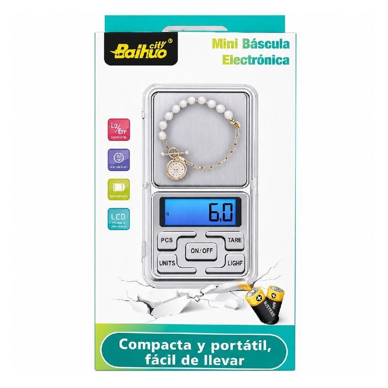 Balanza electrónica de joyería precisión LCD portátil frontal