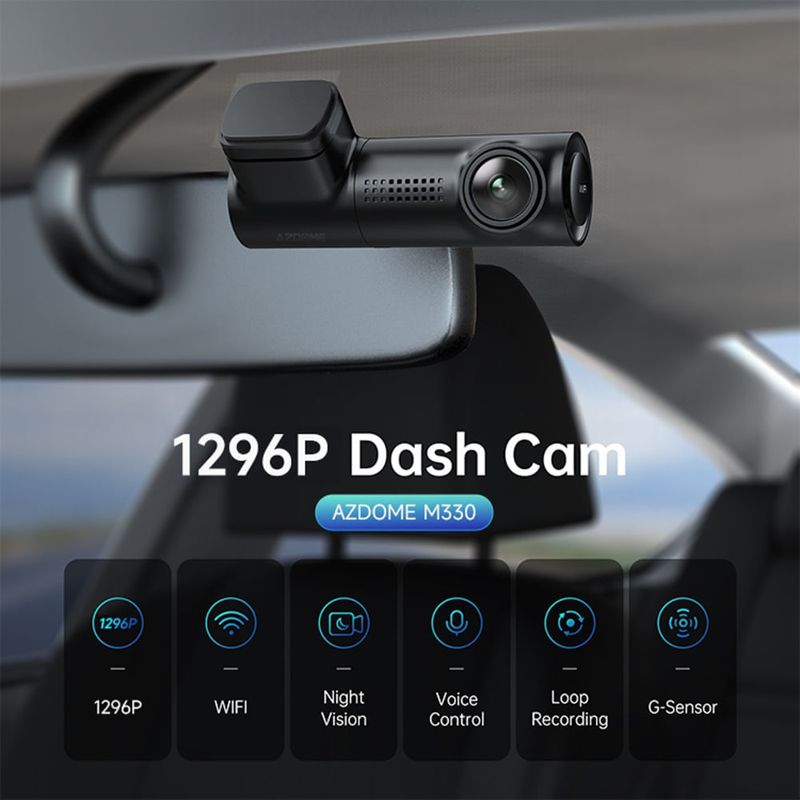 Cámara para autos Azdome M330 visión nocturna Wi-Fi negro con micro SD 64GB especificaciones
