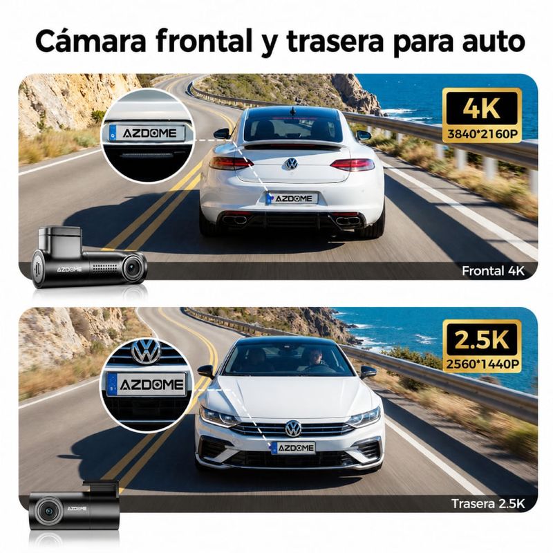 Cámara para autos dashcam Azdome M330 Max 4K frontal trasera Wi-Fi negro con micro SD 64 GB especificaciones