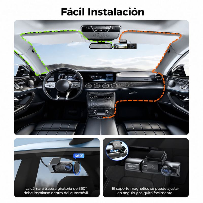Cámara para autos dashcam Azdome M550 Pro 4K frontal interior trasera GPS, Wi-Fi  negro con micro SD 64GB especificaciones