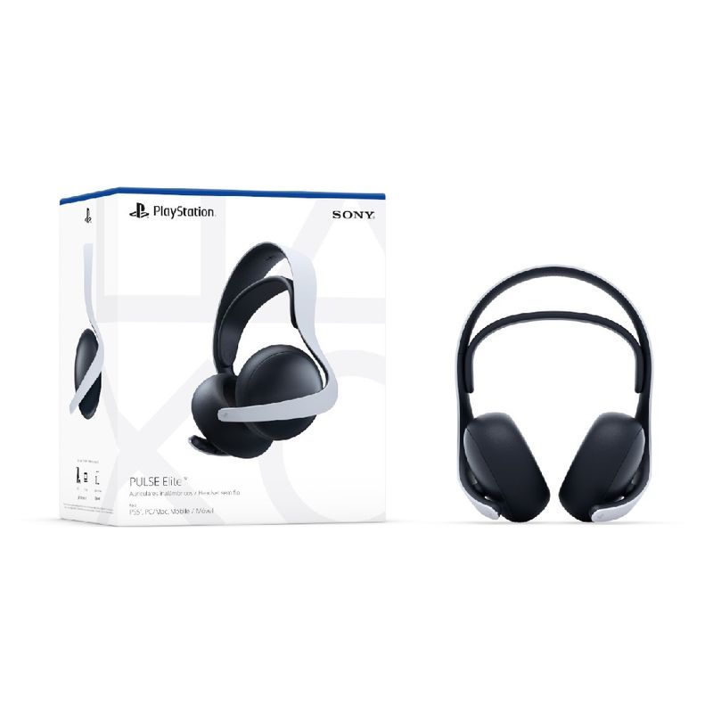 Audífonos Sony Pulse Elite PS5 PC blanco paquete frontal