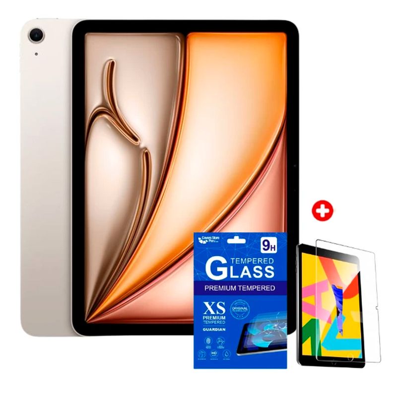 Tablet Apple iPad Air 11 pulgadas M4 Starlight vista frontal pantalla encendida