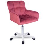 Silla giratoria de escritorio Buckingham Curve soporte aluminio hasta 70kg terciopelo rosado vista frontal oblicua
