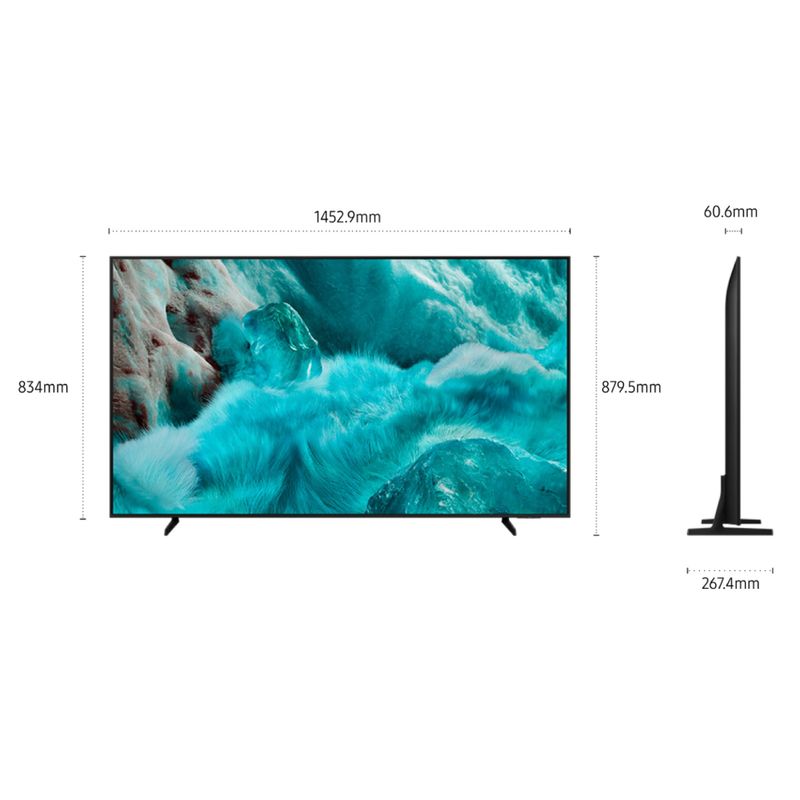 Smart TV Samsung 65" 4K Ultra HD QLED vision AI Wifi QN65Q7FAAGXPE vista frontal dimensiones