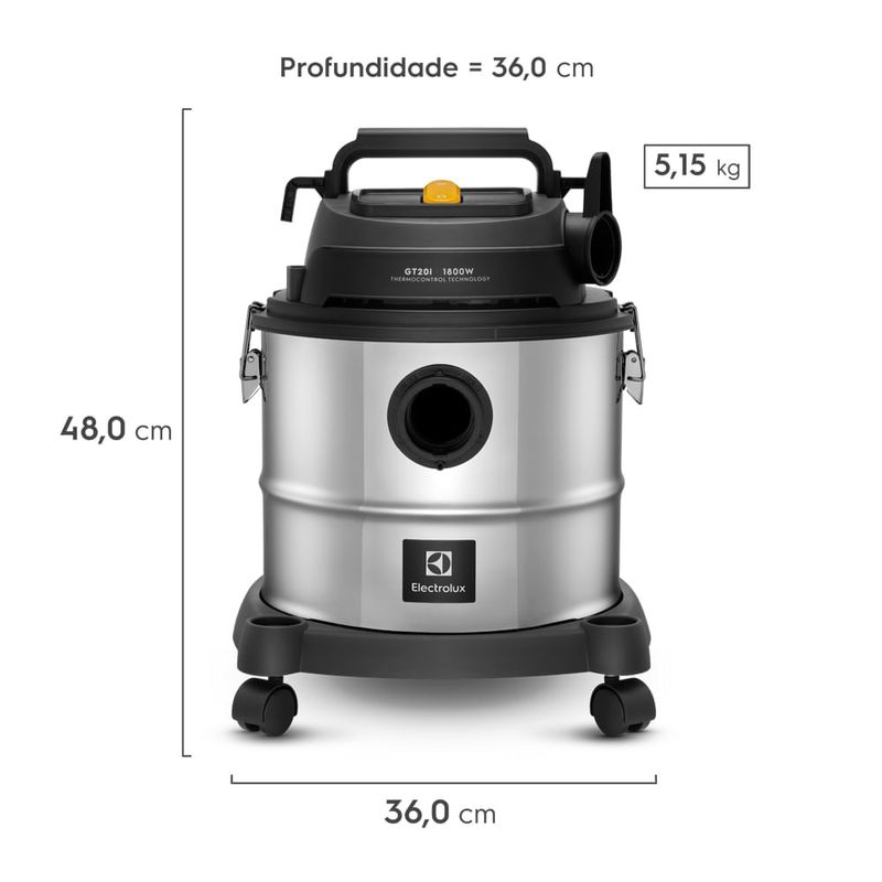 Aspiradora Electrolux GT20I 1800W polvo y agua 20L medidas