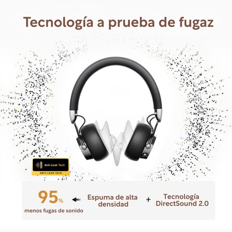 Audífonos bluetooth QCY Era 7 marrón vista diagonal diseño retro
