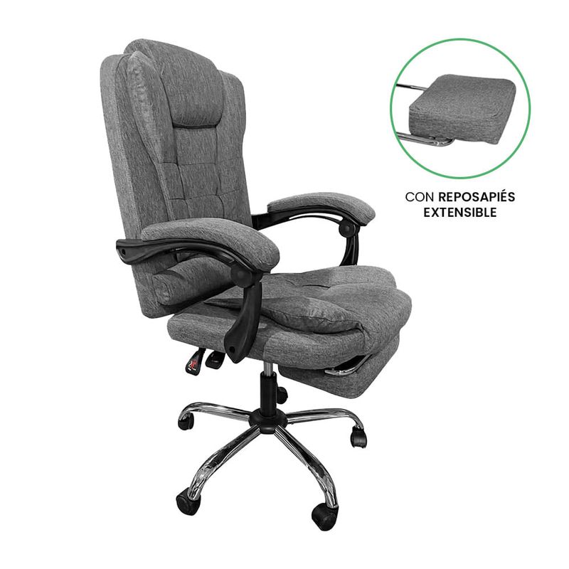 Silla gerencial Evox Advance C1-GR reclinable gris frontal oblicuo