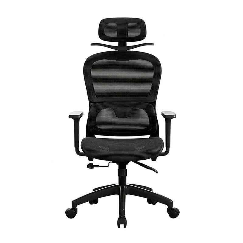 Silla ergonómica Evox Advance E8-B reclinable negra frontal