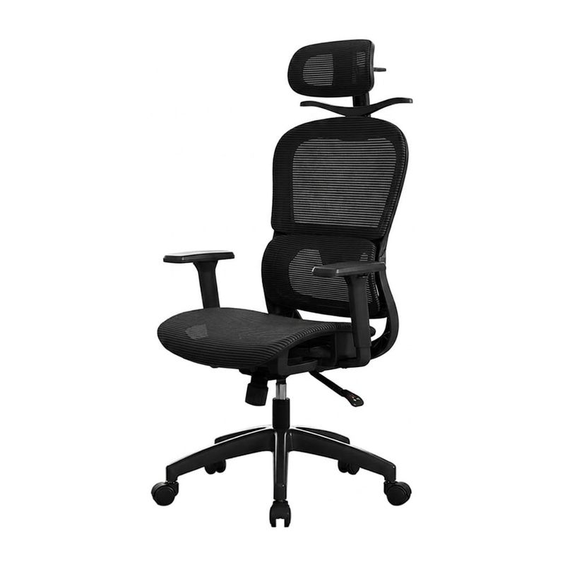 Silla ergonómica Evox Advance E8-B reclinable negra frontal oblicuo