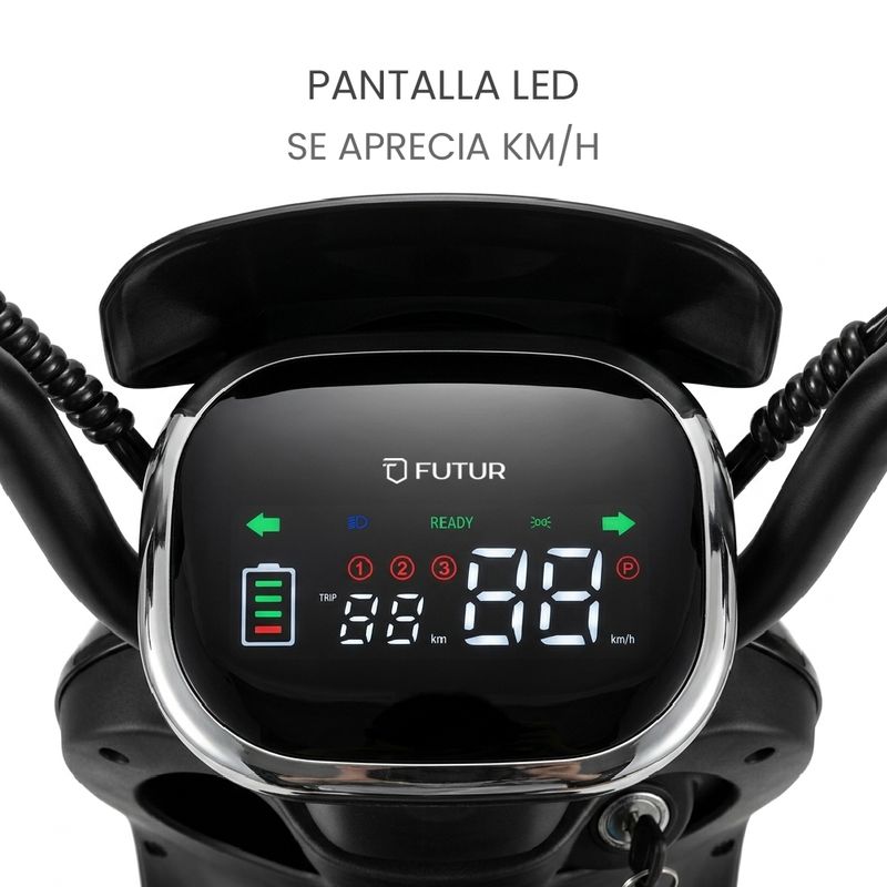 Bicimoto eléctrica Futur Kira velocidad máxima 25 km/h greige vista frontal especificaciones