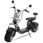 Moto eléctrica Futur Rebel velocidad máxima 50 km/h negra vista frontal oblicua