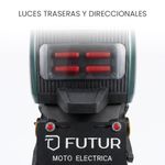 Moto eléctrica Futur Tera autonomía 40 a 45 km color negro vista dorsal detalle