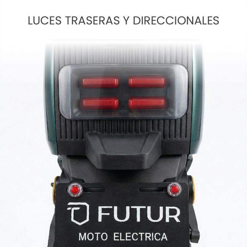 Moto eléctrica Futur Tera autonomía 40 a 45 km color negro vista dorsal detalle
