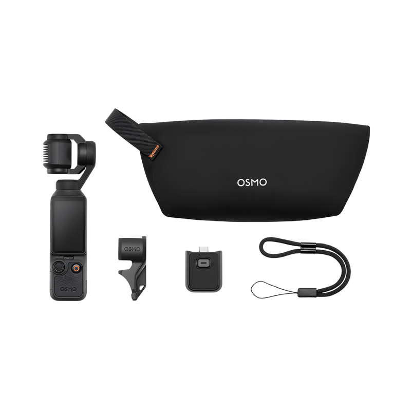 Cámara DJI Osmo Pocket 4 con grabación 4K vista de accesorios