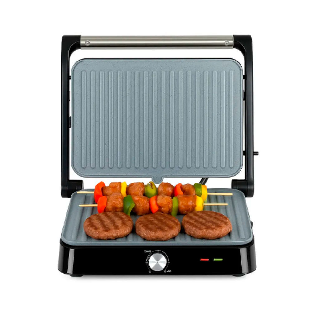 Parrilla grill Taurus Asteria II 2000W, recubrimiento cerámico, apertura 180°, bandeja antigoteo, negro