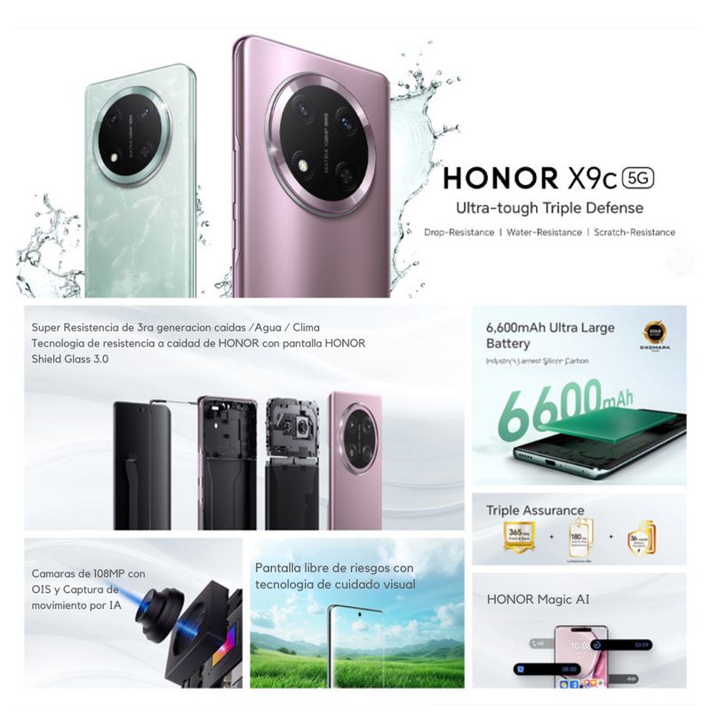 Celular Honor X9C negro titanio 256GB uso multimedia y entretenimiento