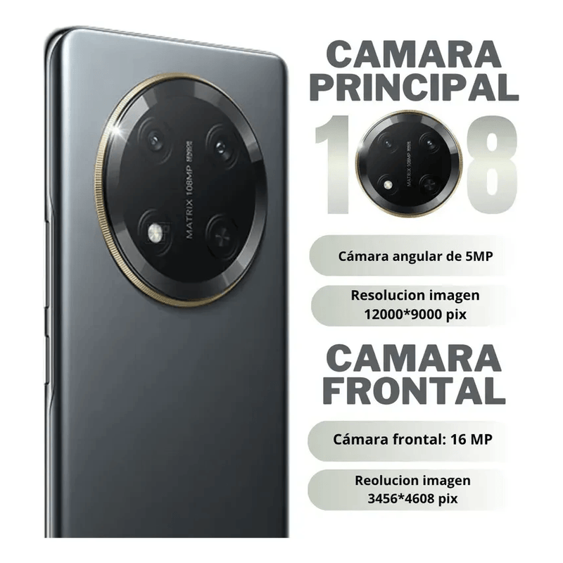 Celular Honor X9C negro titanio 256GB vista trasera cámara 108MP