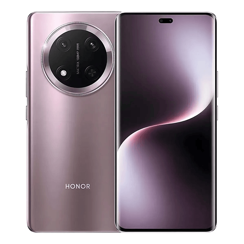 Celular Honor X9C titanio morado 256GB vista frontal pantalla encendida