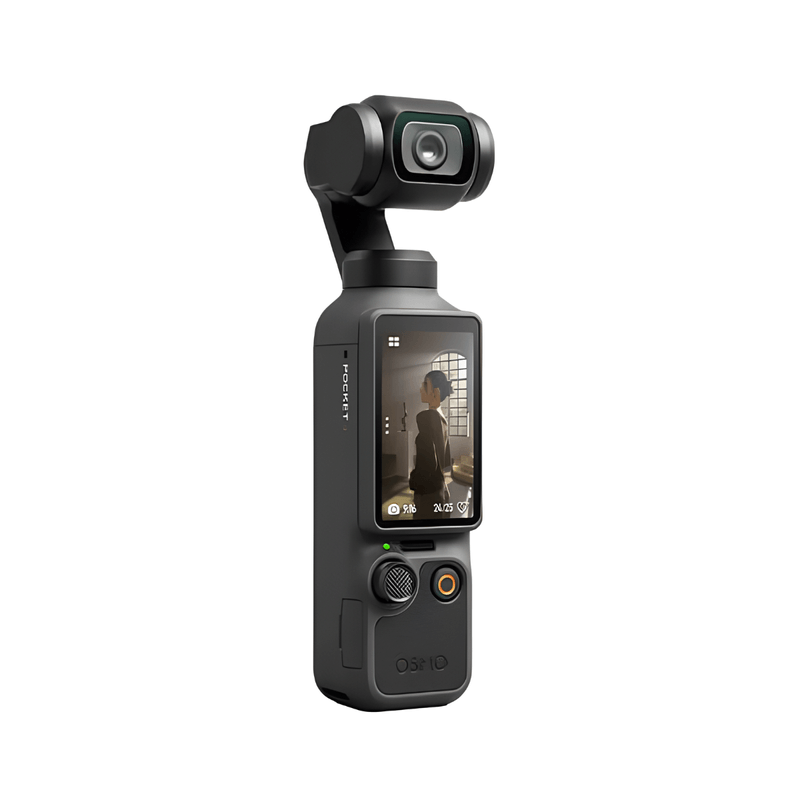 Cámara DJI Osmo Pocket 4 Creator Combo con grabación 4K vista frontal oblicua