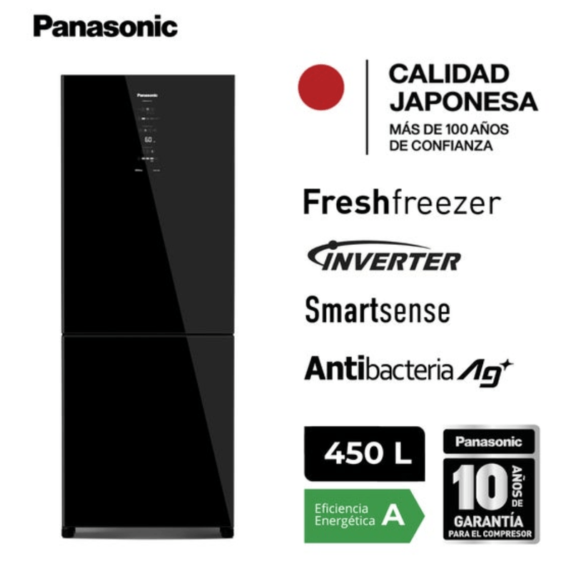 Refrigeradora Panasonic 450L No Frost Inverter Negra frontal características