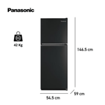Refrigeradora Panasonic 201L No Frost luz LED negra frontal medidas