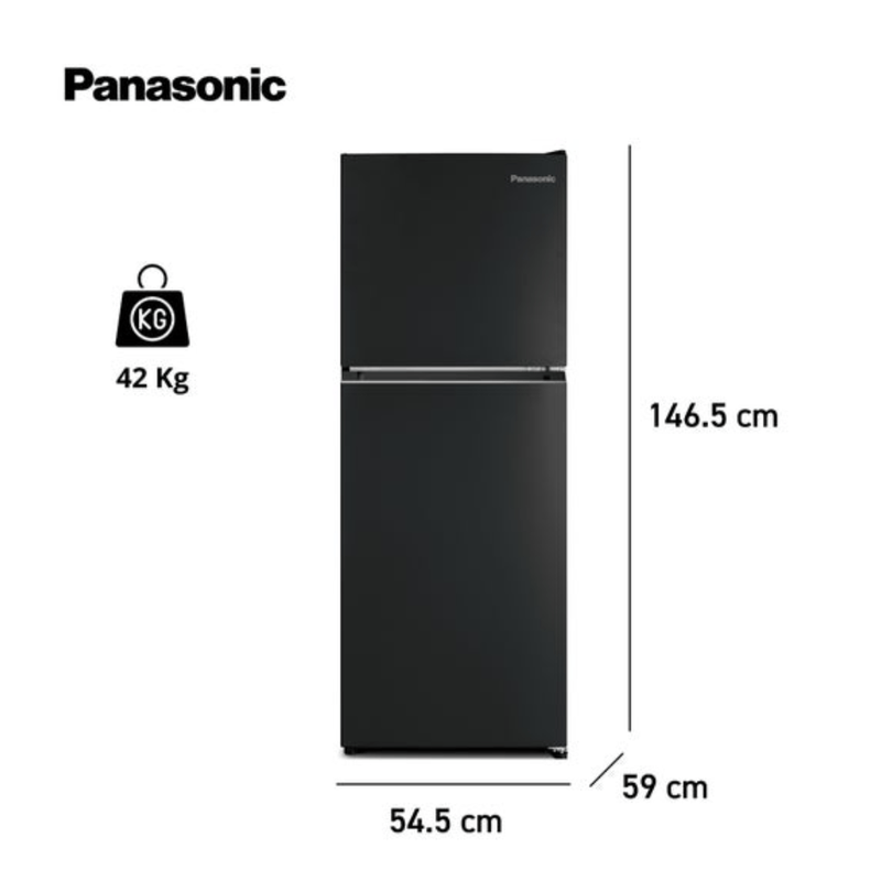 Refrigeradora Panasonic 201L No Frost luz LED negra frontal medidas