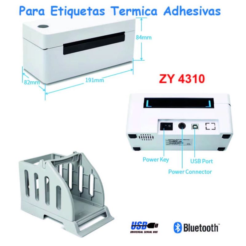 Impresora térmica Zywell ZY4310 para envíos blanco contexto ecommerce