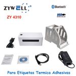 Impresora térmica Zywell ZY4310 con soporte para rollo blanco vista de accesorios