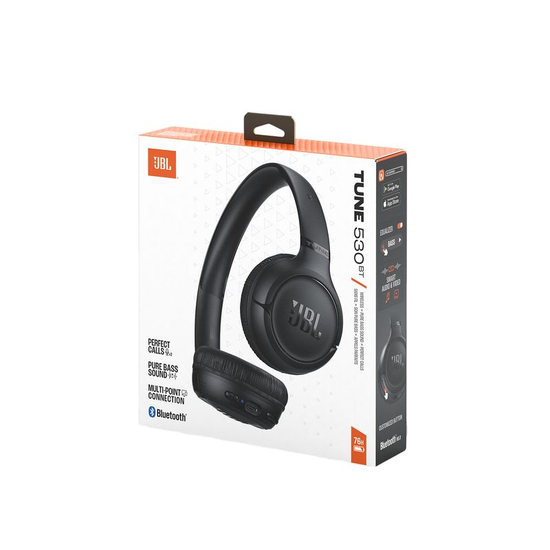 Audífonos Bluetooth on ear JBL Tune 530BT almohadillas acolchadas Negro Especificaciones empaque original del producto