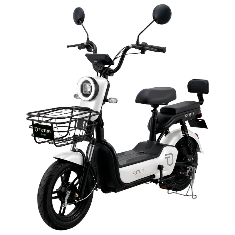 Bicimoto eléctrica Futur Oxen 350W 35km 25km/h blanco frontal