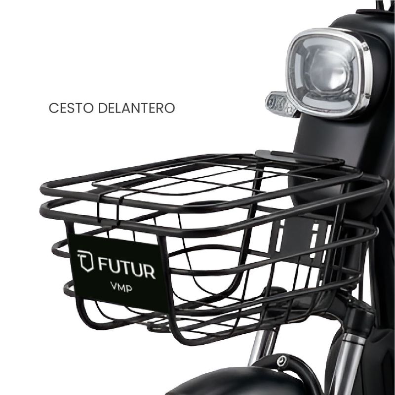 Bicimoto eléctrica Futur Oxen 350W 35km 25km/h blanco canasta