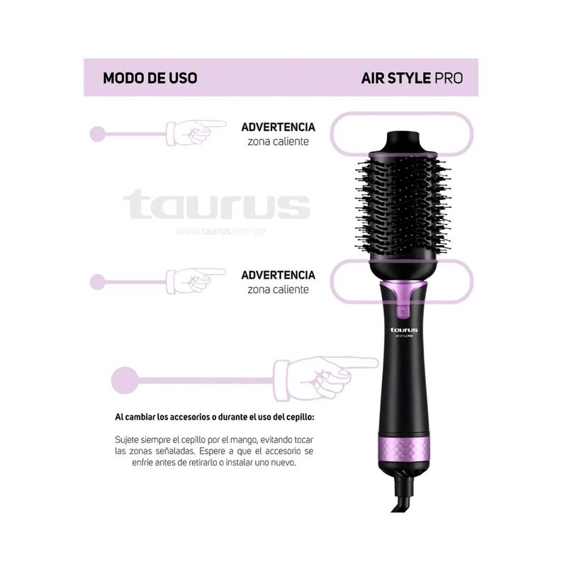 Cepillo modelador Taurus Air Style Pro 5 en 1 iónico 1200W características