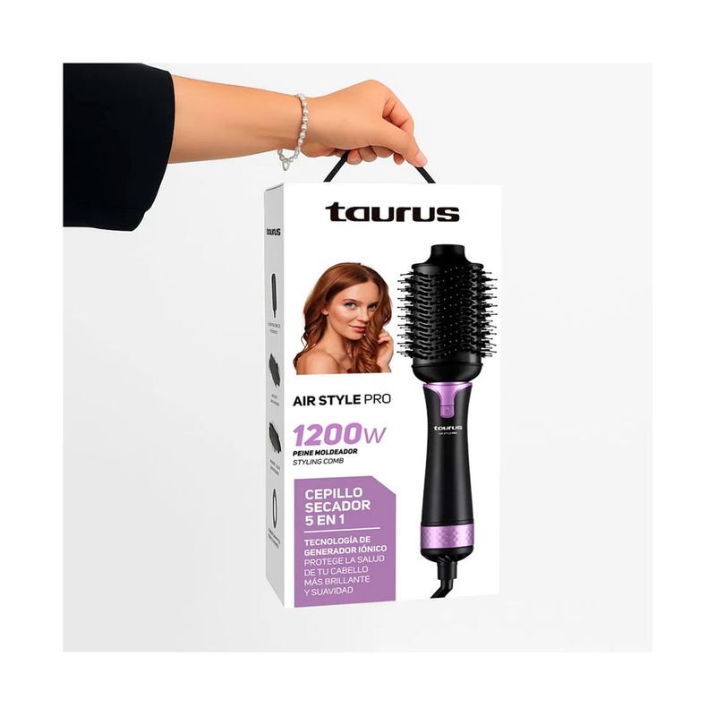 Cepillo modelador Taurus Air Style Pro 5 en 1 iónico 1200W empaque