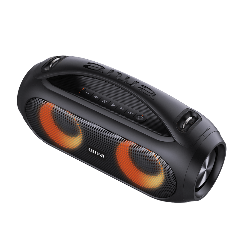 Parlante Aiwa Boombox TWS negro detalle botones