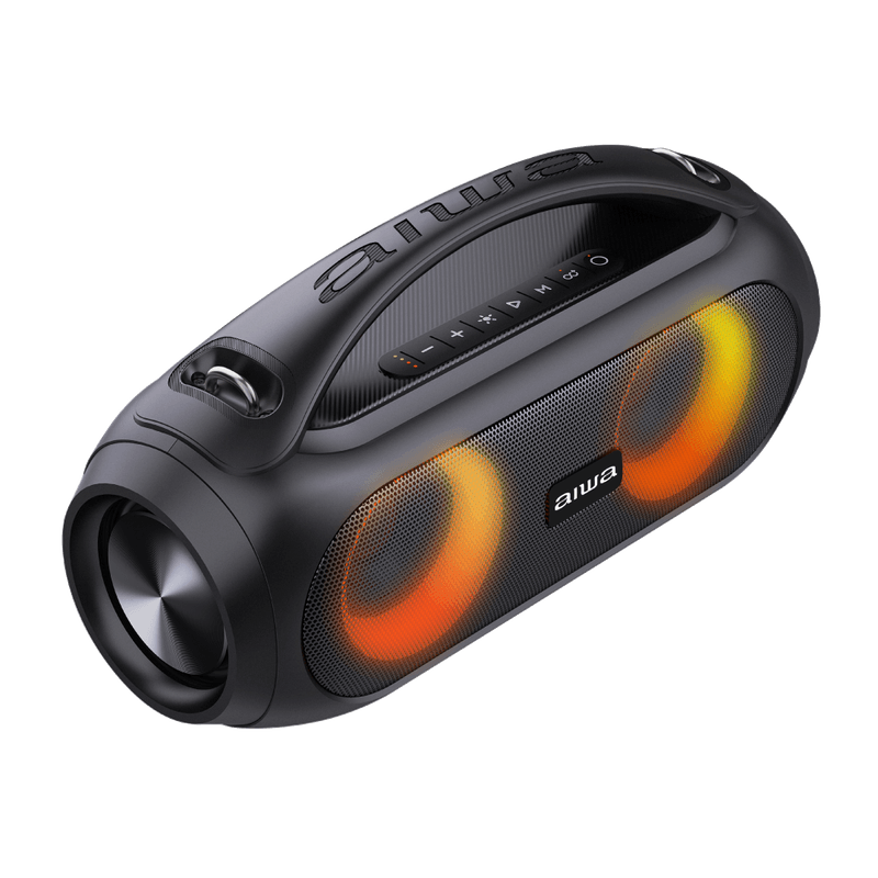 Parlante Aiwa Boombox TWS negro vista lateral